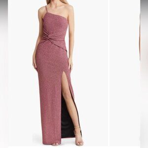Lulus Luxe Radiance Metallic One-Shoulder Gown Shiny Pink NEW Size XS